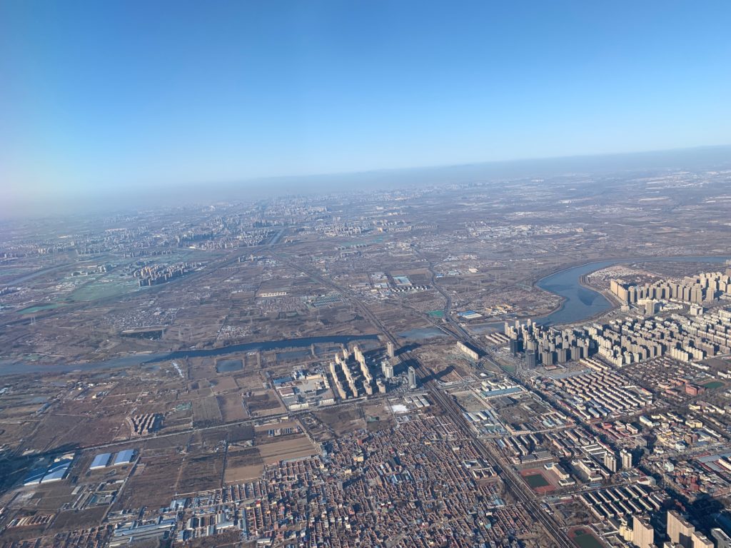 アシアナ航空OZ331（仁川→北京）から望む北京上空の景色