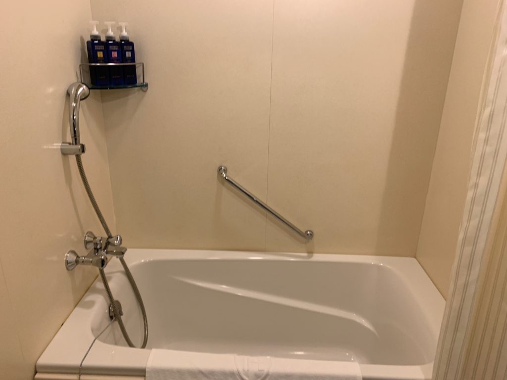 ザ ロイヤルパークホテル アイコニック 東京汐留のエコノミーダブルルームのバスルームのバスタブ
